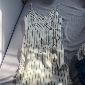 white&black striped dress
